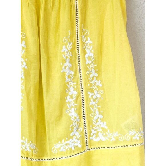 Anthropologie Moulinette Soeurs Yellow Blouse with White Embroidery Size 0 - Picture 2 of 7